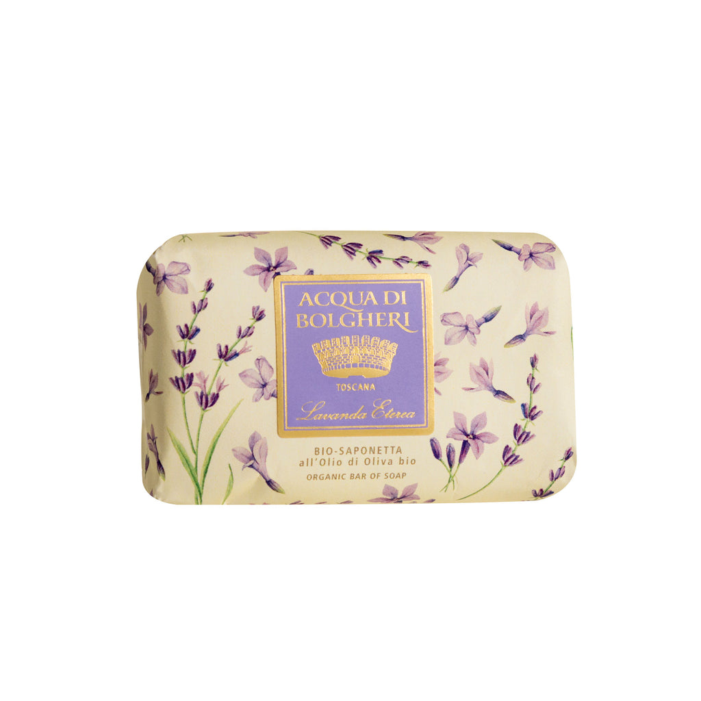 【イタリア製】デルベ ラベンダーハーブソープ&絹ボディタオル&炭のタオルなど saponetta-lavanda-