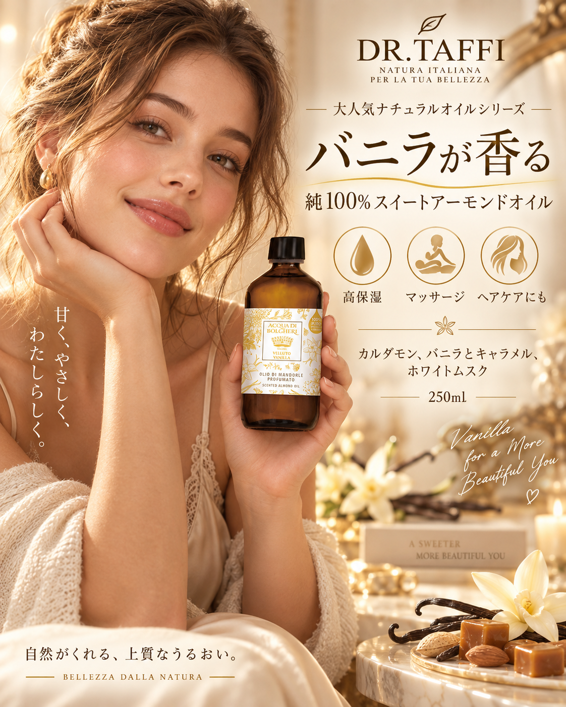 【2026年秋 発売予定】アクアディボルゲリ スイートアーモンドオイル ヴェルート バニラ  250ml